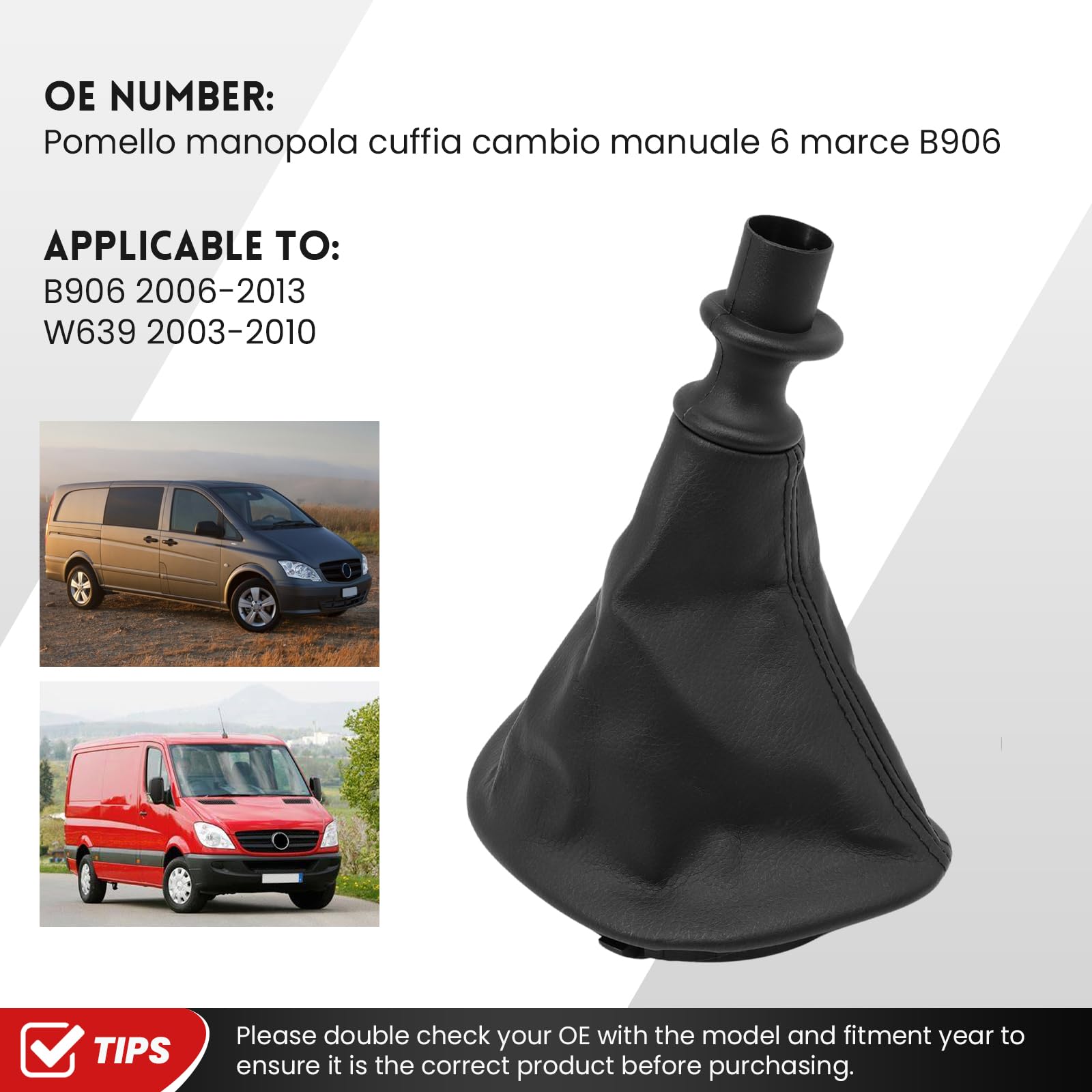 Gałka zmiany biegów do Mercedes Sprinter B906 Vito W639 Viano W639 2006-2013 gałka zmiany biegów + 6 biegów, część zamienna OEM 959944