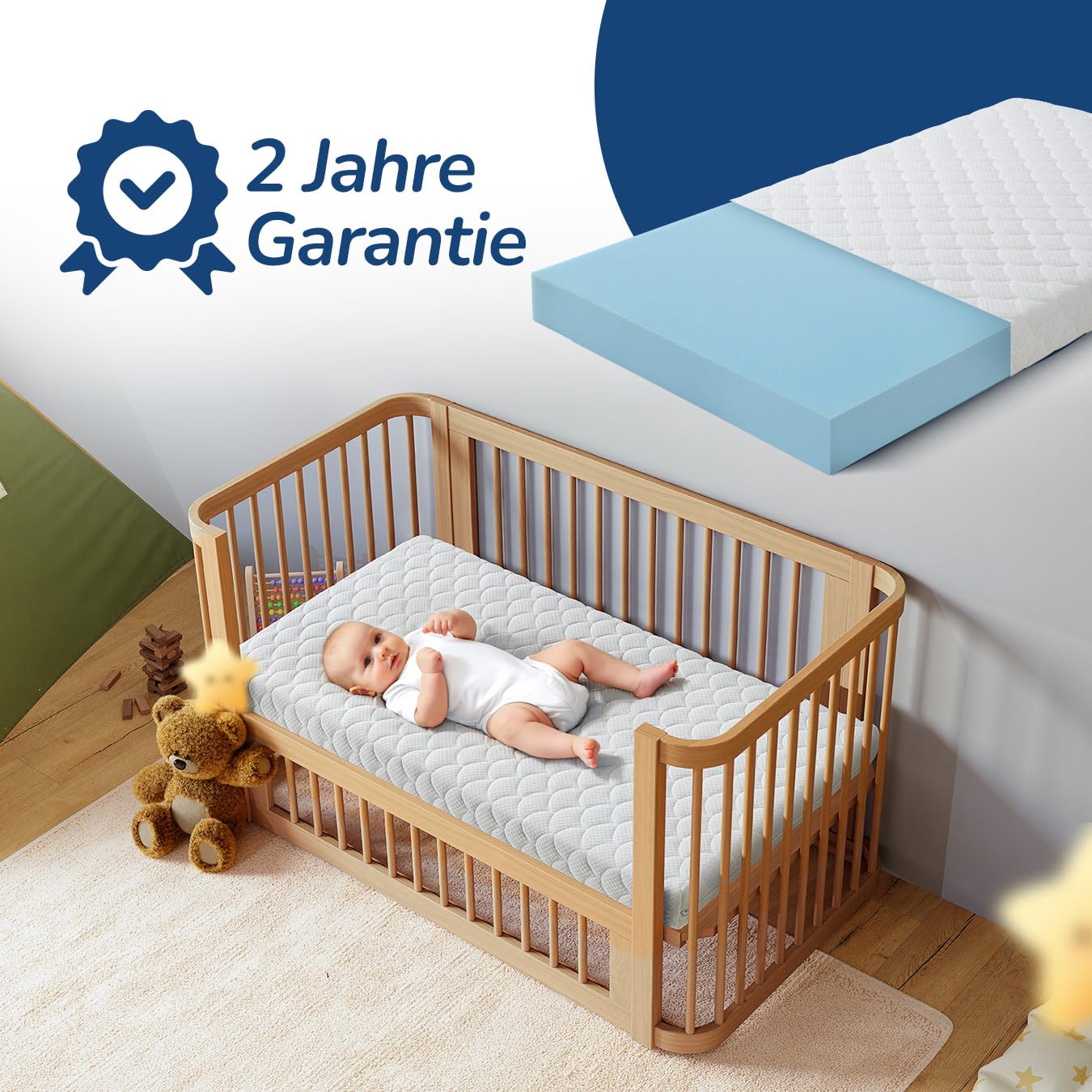 SLEEP&BED Baby matratze 70 x 140 Kindermatratze für Babybett Atmungsaktive