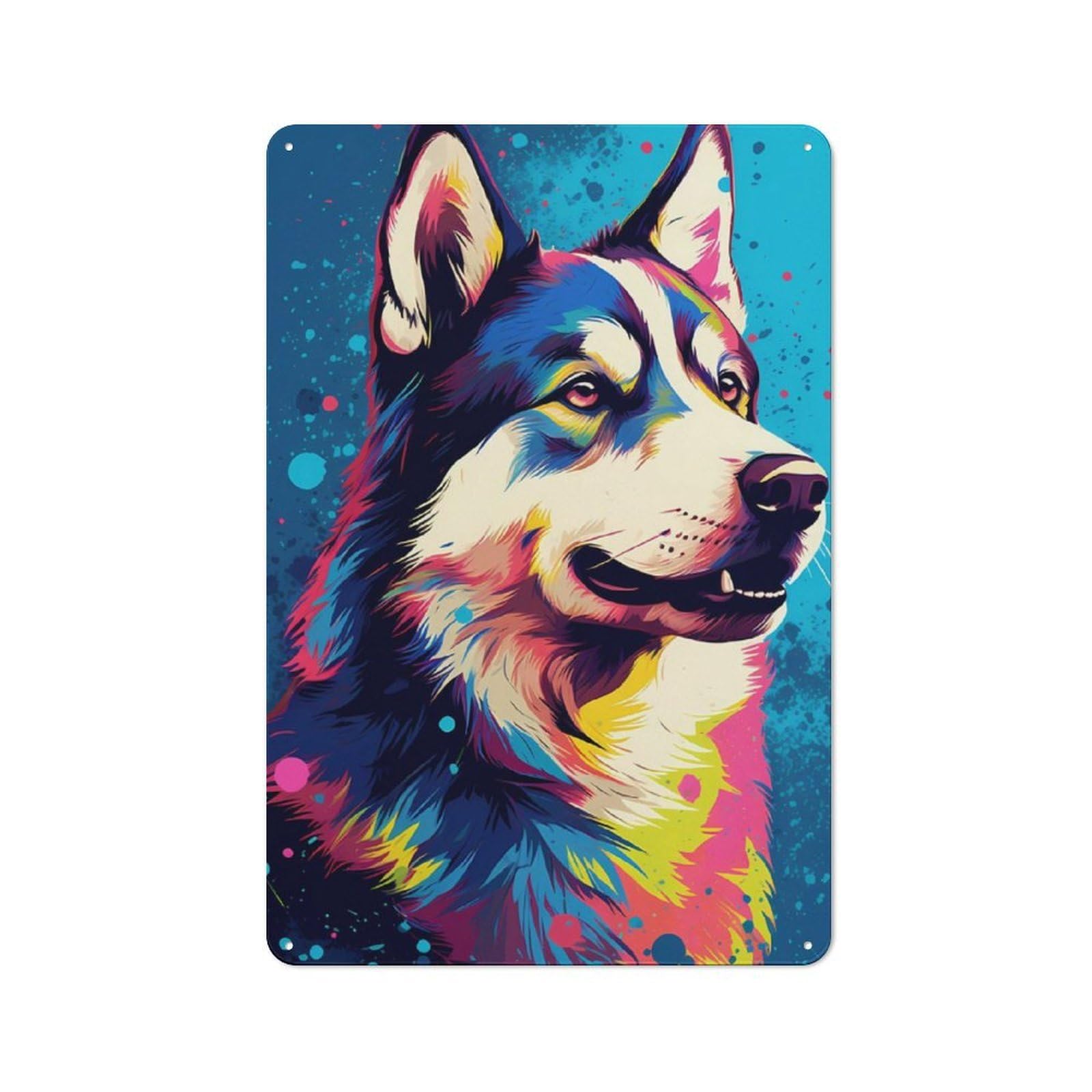 Junmoney Husky Animals Retro Tin Wall Plaque 30X20cm For Man Cave Or Games Room, A Decorative Christmas Gift For Man Cave Decor Fans