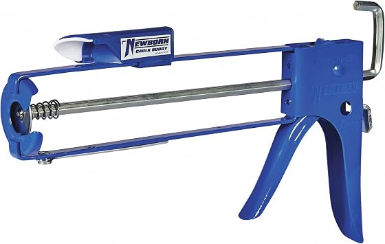 Newborn E-Z Thrust Skeleton Hex Rod Cradle Caulk Gun with Caulk Buddy Finishing Tool, 1/10 Gallon Cartridge, 101 Ratio