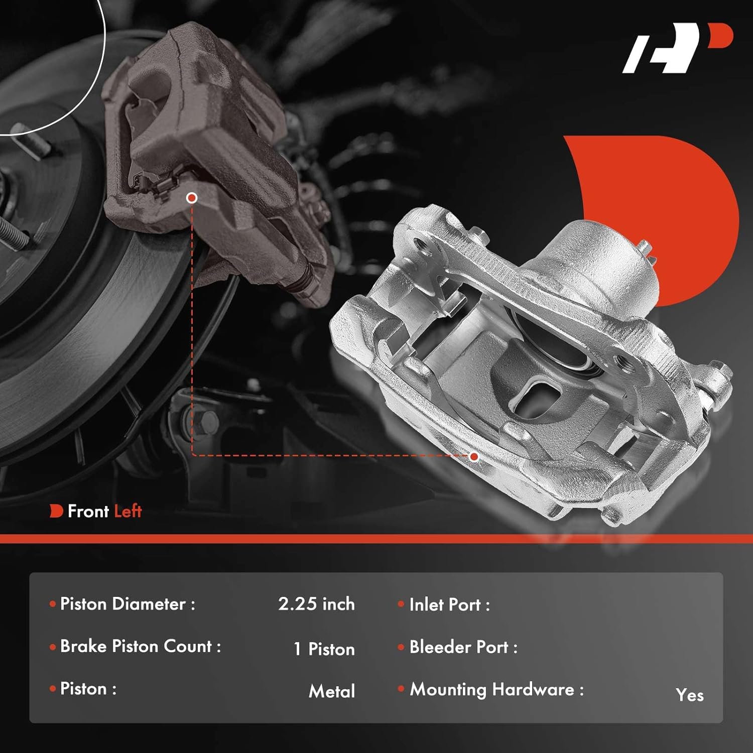 A-Premium Disc Brake Caliper Assembly with Bracket Compatible with Select Kia Models - Soul 2014 2015 2016 2017 2018 2019, L4 1.6L/L4 2.0L - Front Left Driver Side