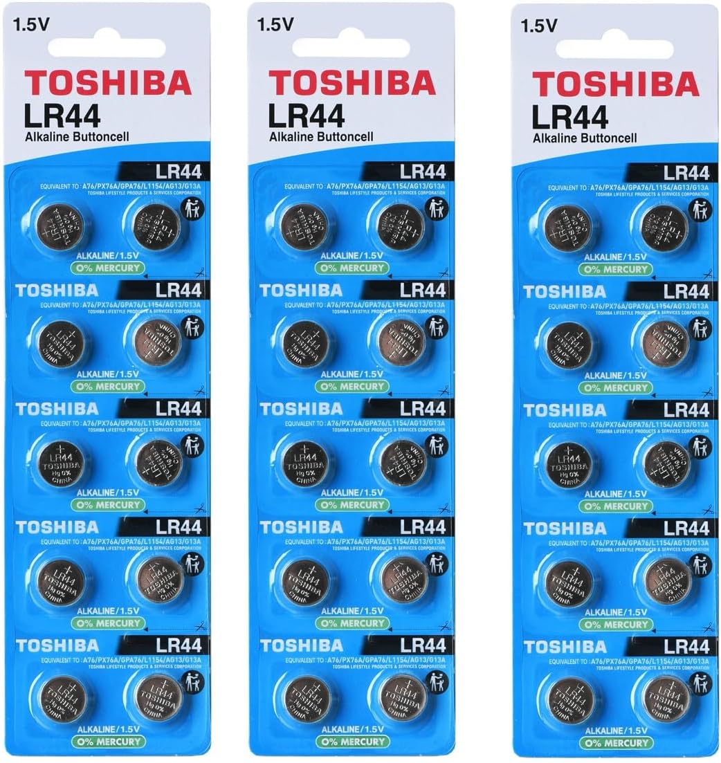 Toshiba LR44 Battery 3V Battery 1.5V Alkaline (30 Batteries)