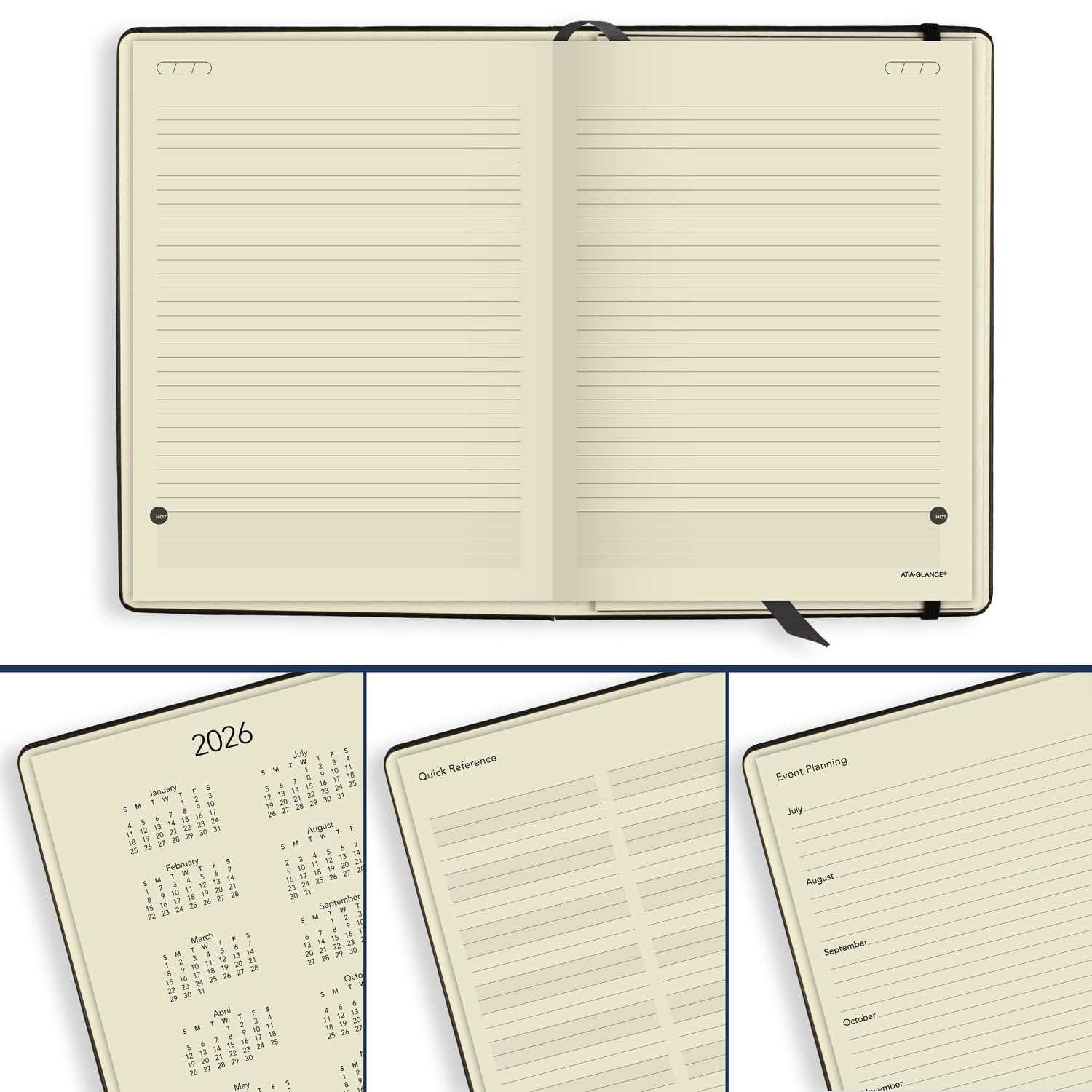AT-A-GLANCE Akademischer Planer 2024-2025, wöchentlich und monatlich, stündliches Terminbuch, 19,8 x 25,4 cm, Medium, Tasche, Hardcover, Planen, Schreiben, Remember., Schwarz (70795705)