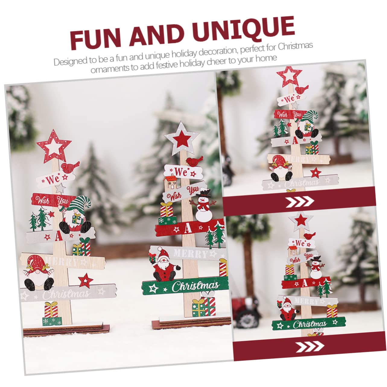 Cabilock 8 Piezas Adornos para arboles de Navidad Decoración de Mesa de Aniversario Decor for Table Centro de Mesa navideño artesanías de Madera de Navidad árbol de Navidad de Madera