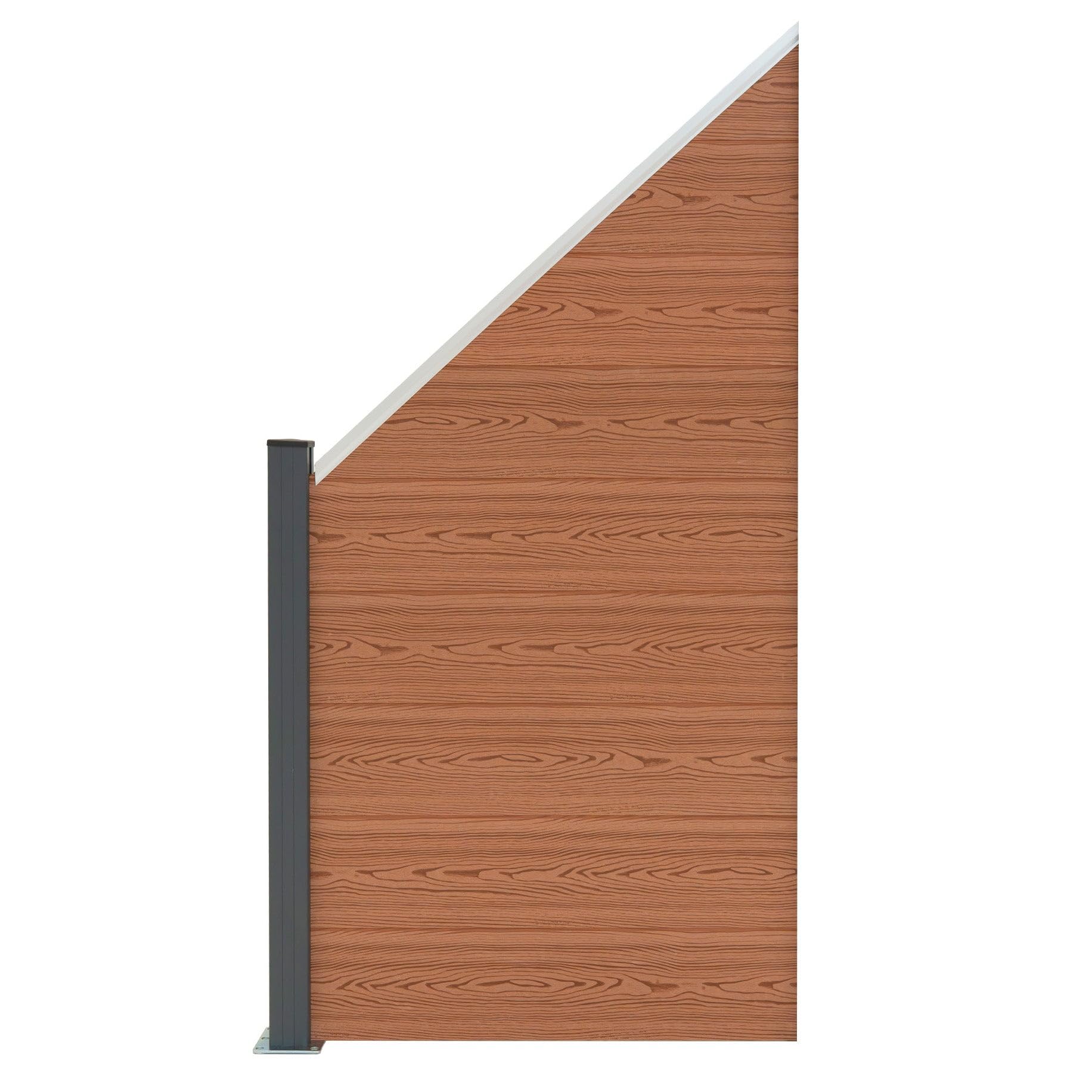 Valla exterior WPC Panel Oblicuo |MARRÓN| Aluminio y compuesto | Panel doble cara | Diseño moderno | Fácil de montar | Ideal jardín o cerramientos | Valla de privacidad