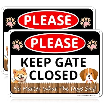 2 Pack Keep Gate Closed Sign, Dog on Premises Sign, Dog Signs Decor
