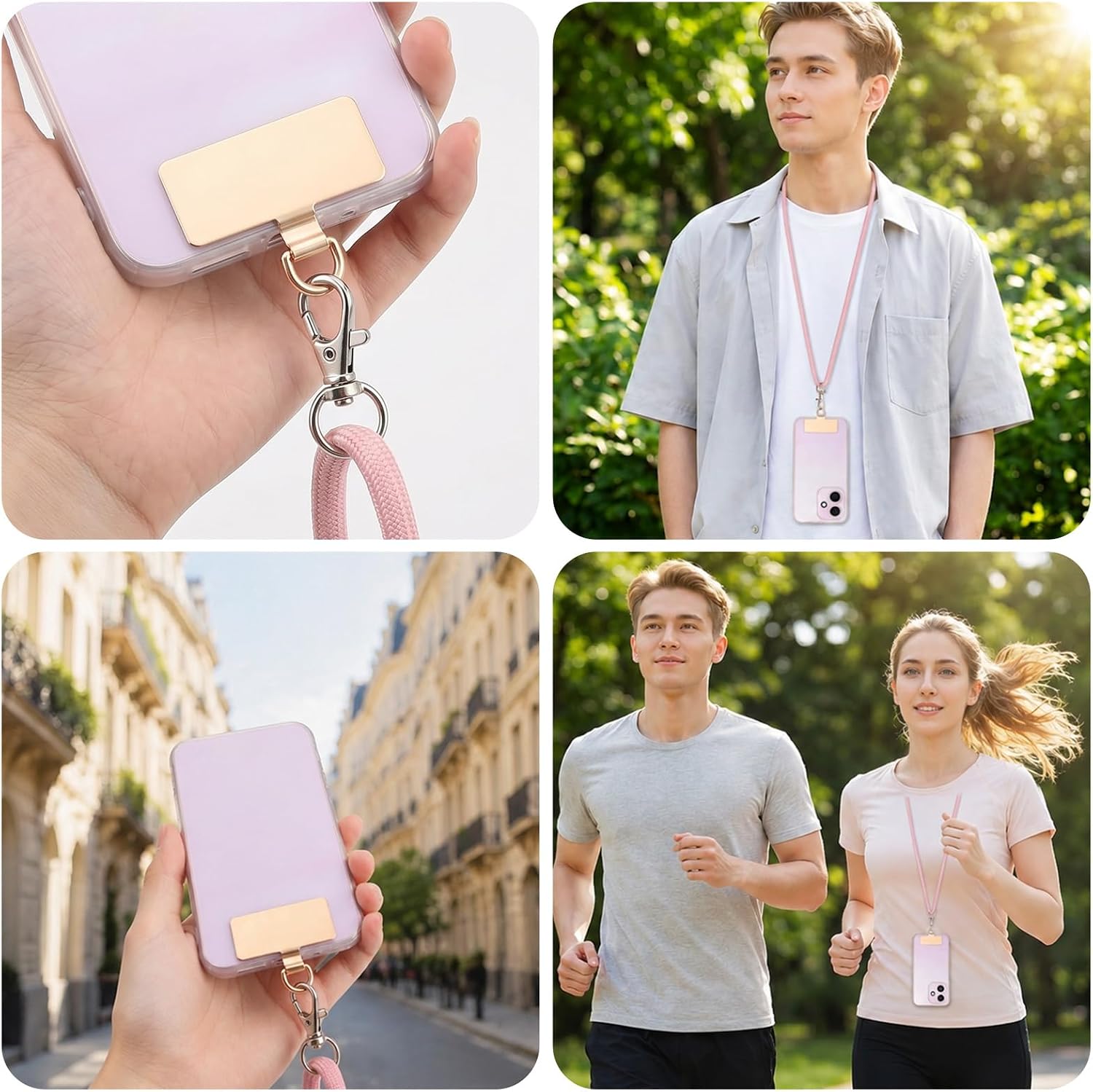 10 Pack Phone Lanyard Tab, Metal Phone Tether Tab Universal Cellphone Patch Phone Tabs Ultra Thin Smartphone Lanyard Pad for Full Phone Cases, Gold