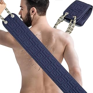 Exfoliating Back Scrubber for Shower,Lansteen Body Scrubber for Use in Shower,Double-Sided Bath Shower Scrub for Men and Women with Handles,38 Inches Body Exfoliator Scrubber to Deep Clean Your Skin