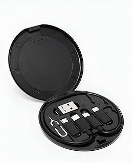 Smart Charging Hub - Black USB cable converter with built-in SIM tray, micro data sharing tool, multi-type charger adapter and mobile holder combo