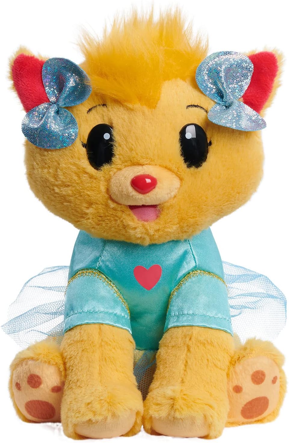 Just Play EK World Emma's 7-inch Cat Daisy Plush Stuffed Animal, Orange Cat, Soft Fabric, Gliterry Bow, Kids Toys for Ages 3 Up