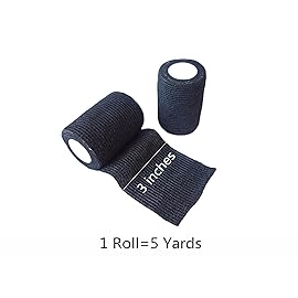 Transun Moo 6 Pack 3 x 5 Yards Self Adhesive Bandage Wrap Breathable Cohesive Vet Wrap for Pets, Elastic Self-Adherent Tape for Sports, Wrist, Ankle (Black)