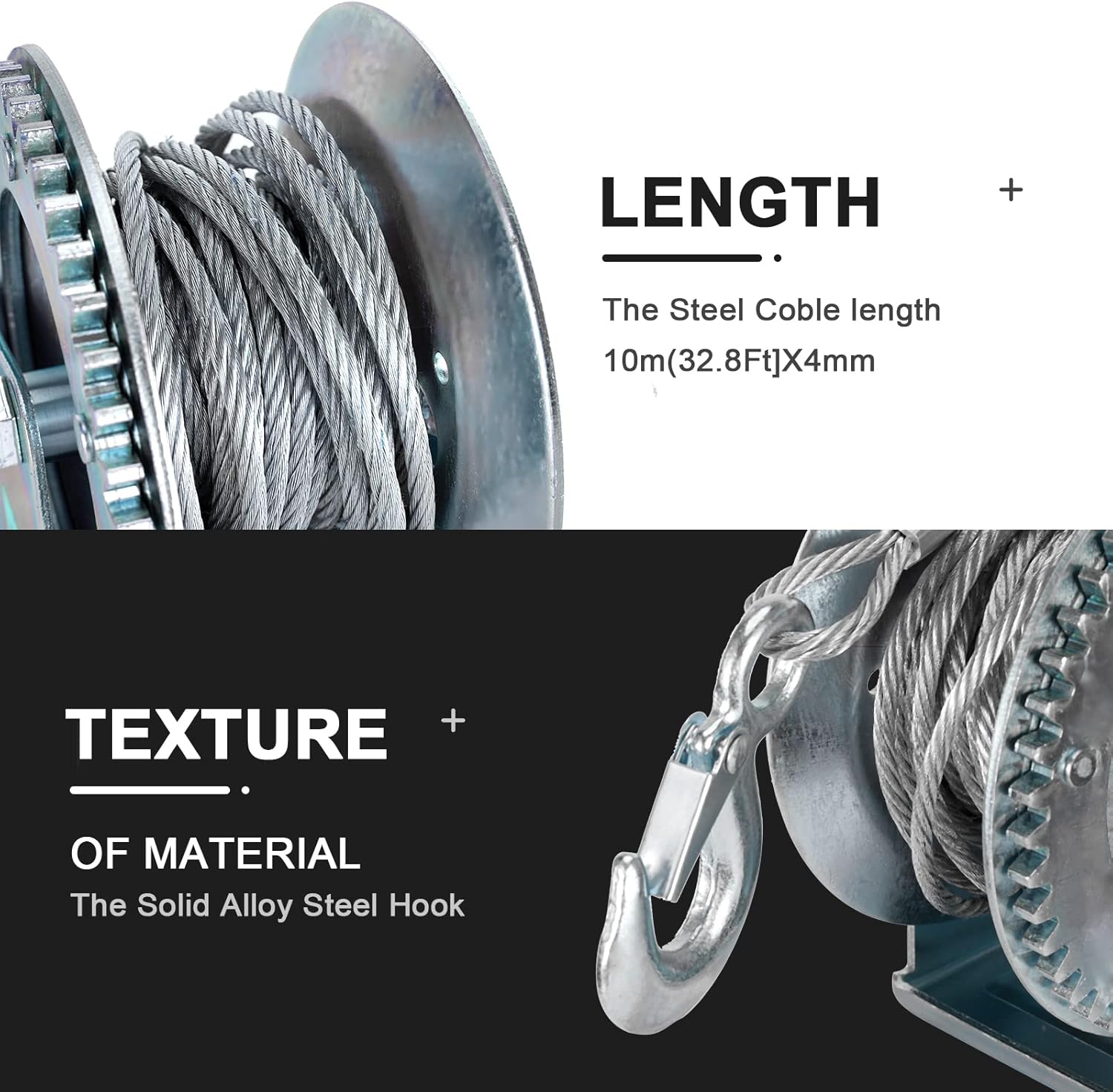 Boat Winch Strap With Hook 3500 Lbs Hand Winch Heavy Duty Two Way ...