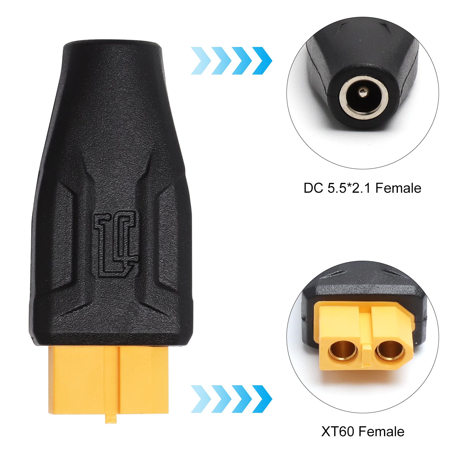 TNSLAND 2 sztuki XT60 wtyczka 5,5 mm x 2,1 mm bezprzewodowa, adapter do monitora FPV, zasilania, TS100, baterii Lipo, samochodu RC