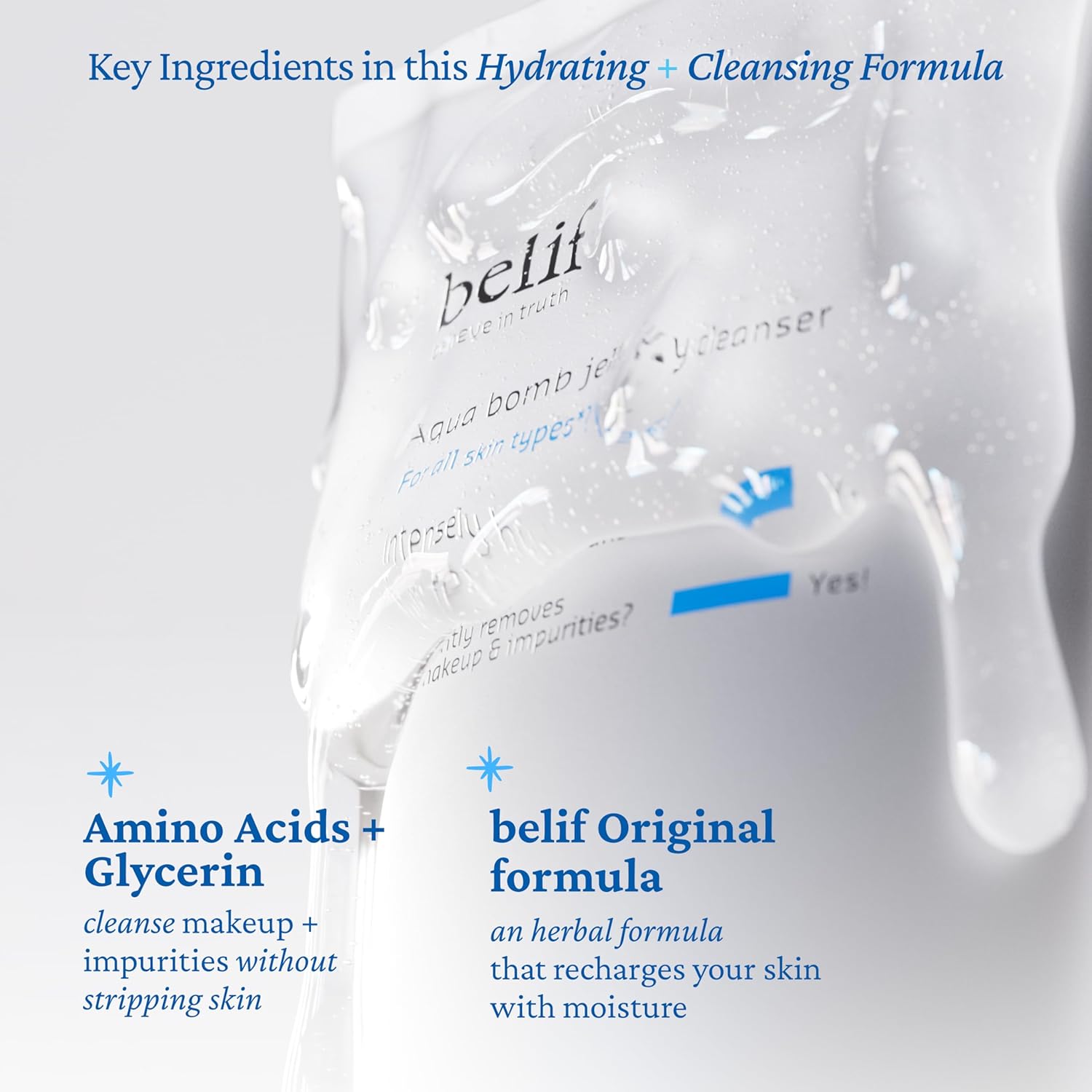 belif Jelly Hydrating Deep Cleanser – Low pH Mild & Gentle Gel-to-Foam Face Wash for Daily Deep Pore Cleansing, Hydrating and Refreshing for All Skin Types, Korean Skincare, (5.4 fl.oz., New Formula) - Image 3