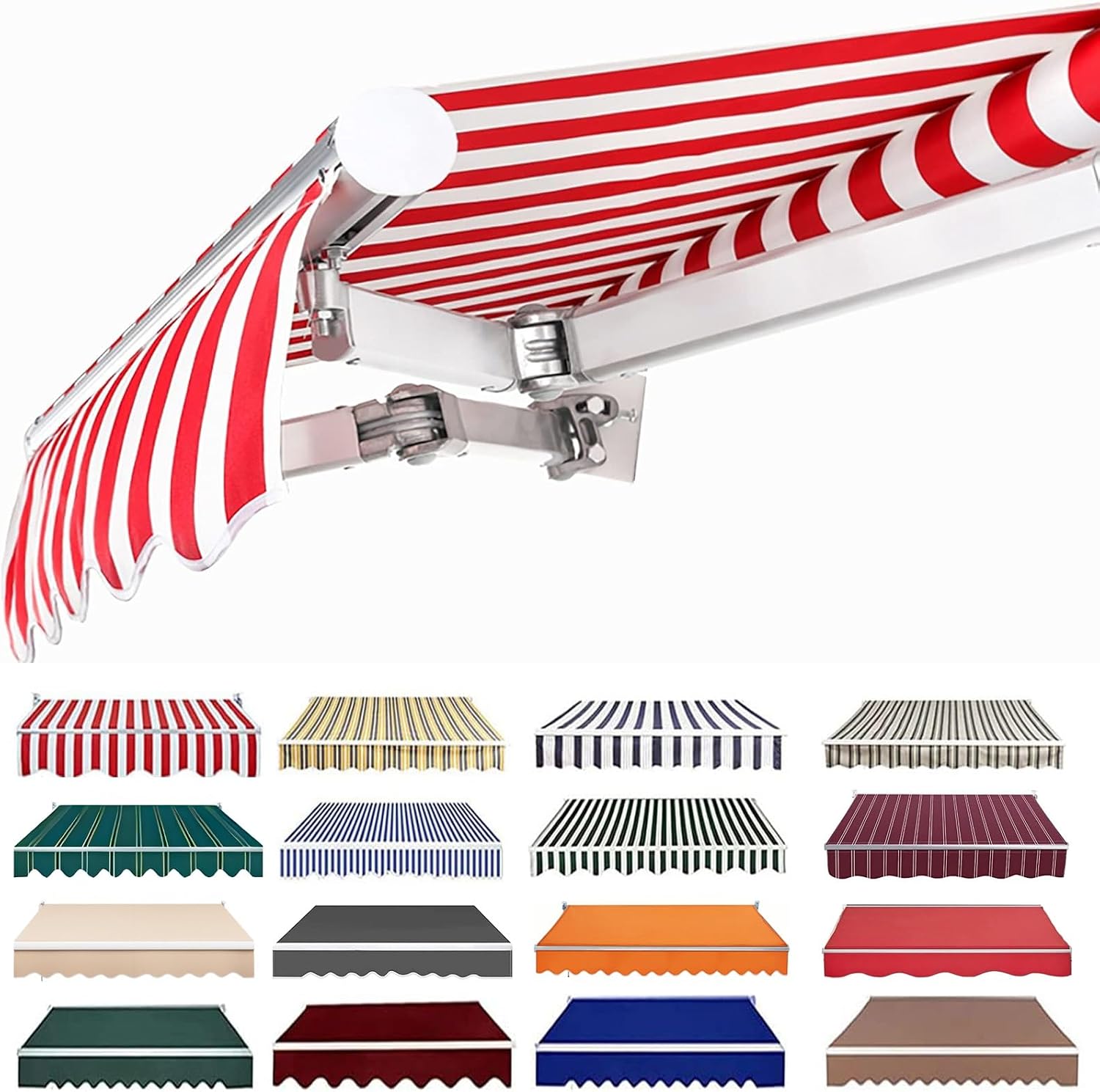 Retractable Patio Awning Replacement Fabric (Without Frame) 100% 280g Ployester Window Door Sunshade Shelter Canvas with Valance for Yard, Deck, Balcony(A,(12x10ft) 3.6x3m)