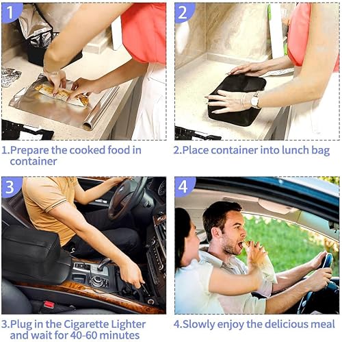 Miniatura 4 de Horno portátil 3 en 1 Fiambrera eléctrica calentador de comida rápida, calentador de alimentos portátil a prueba de fugas, 12V24V110V microondas de
