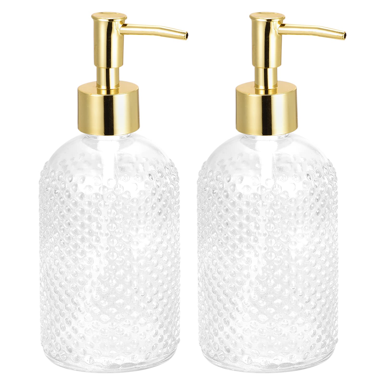uxcell Soap Dispensers Set- 17Oz Empty Glass Dish Hand Soap Dispensers with Pumps for Kitchen Bathroom, 2Pcs Clear