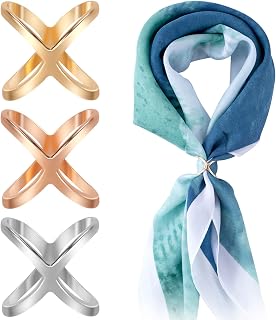 Scarf Rings Scarf Clips, Gold Silver Scarf Slide Buckle, X Shape Silk Scarves Pin Shawl Buckles for Women