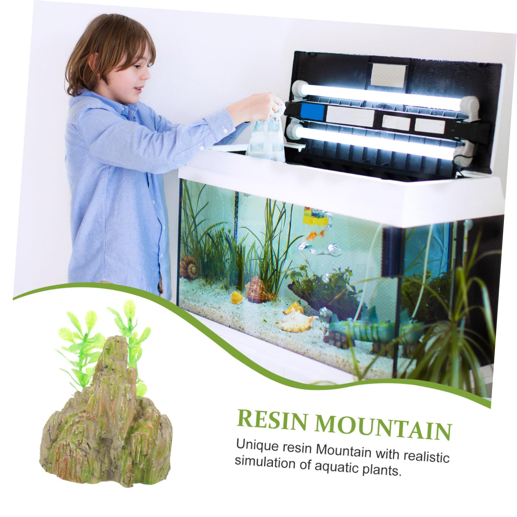 Cabilock 4 Set Falso Acquario Di Montagna Piante Di Serbatoi Di Pesce Ornamenti Del Serbatoio Di Pesce Aquarium Aqua Montagna Di Resina Dell'acquario Grotta Di Pelle Di Pesce 2 Pezzi*4