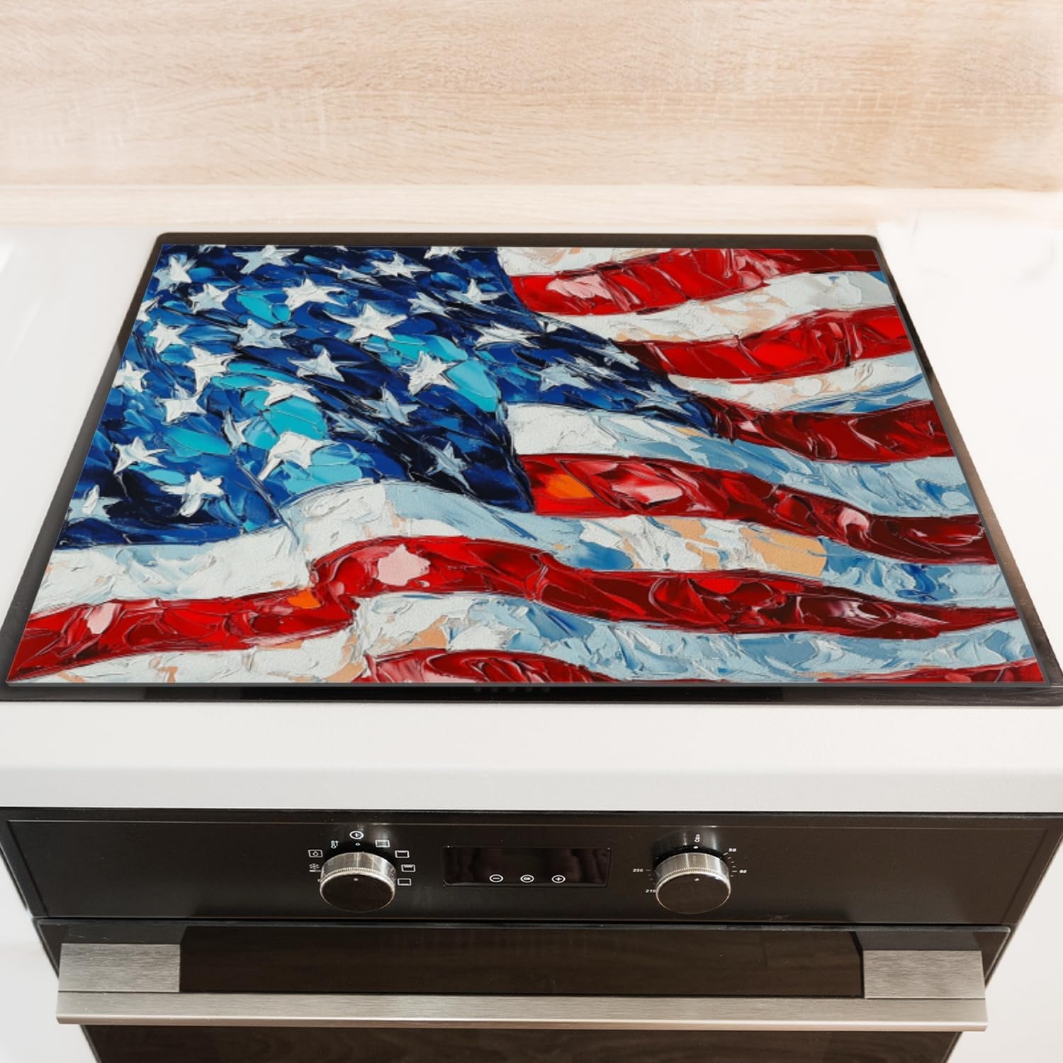 Silicone Stove Mat for Glass Top Stove, Black Cat In Cubist Style Electric Stove Cover Mat, 28 x 20 Inch Heat - Resistant Gas Gtove Burner Covers Glass Stove Top Protector
