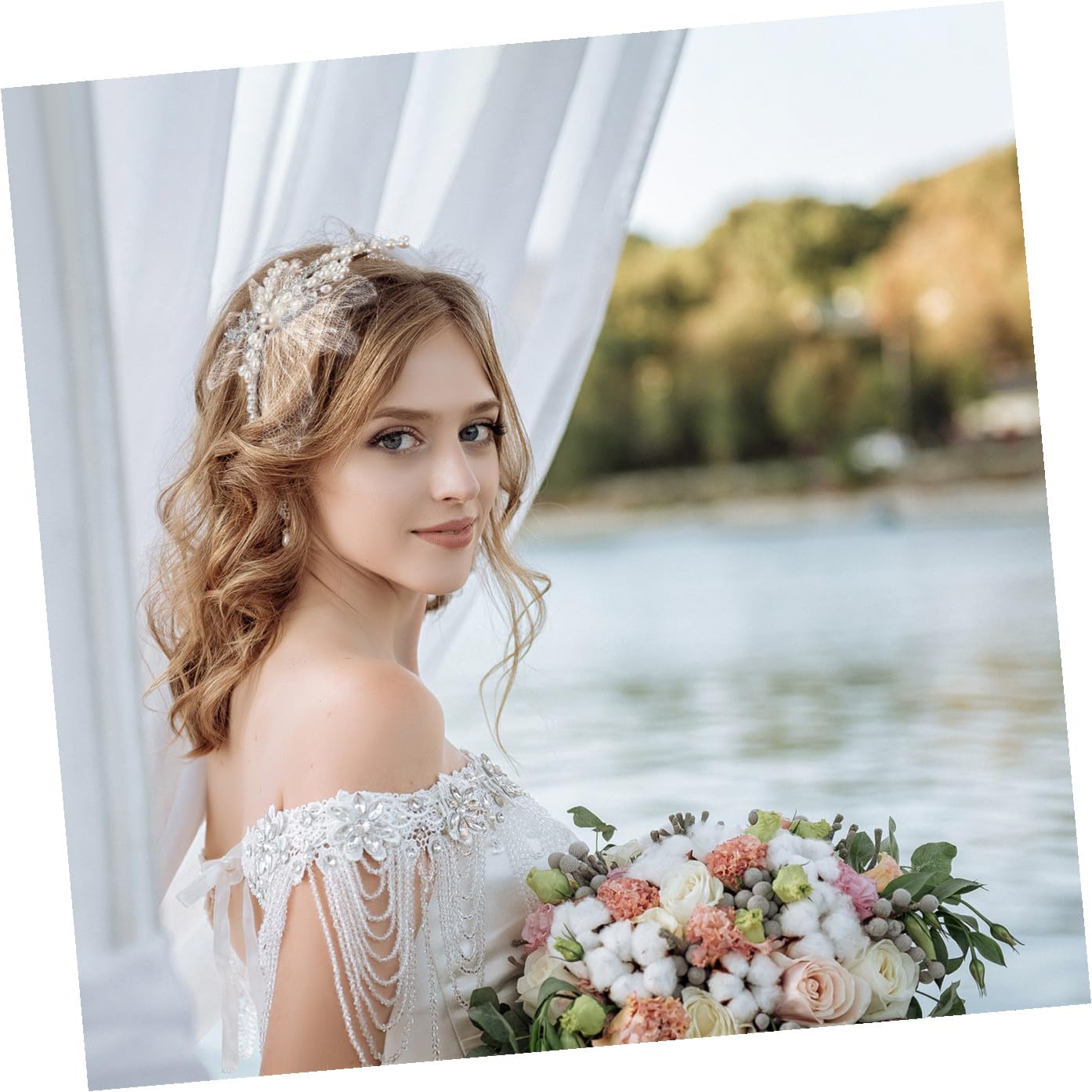Diadema de Novia Perlas y Gemas de Imitación Color Marfil | Aleación Ligera, Estilo Elegante para Boda y Fiestas, para Novias y Mujeres
