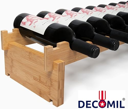 Miniatura 2 de DECOMIL - Estante de vino para 9 botellas  Soporte para vino  Modular y apilable  Organizador de botellas de vino para encimera (9 botellas)
