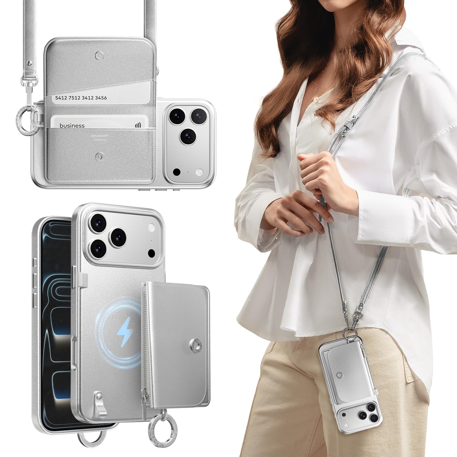Amazon.com: MAGEASY Pouch MagSafe Crossbody Wallet Phone Case for