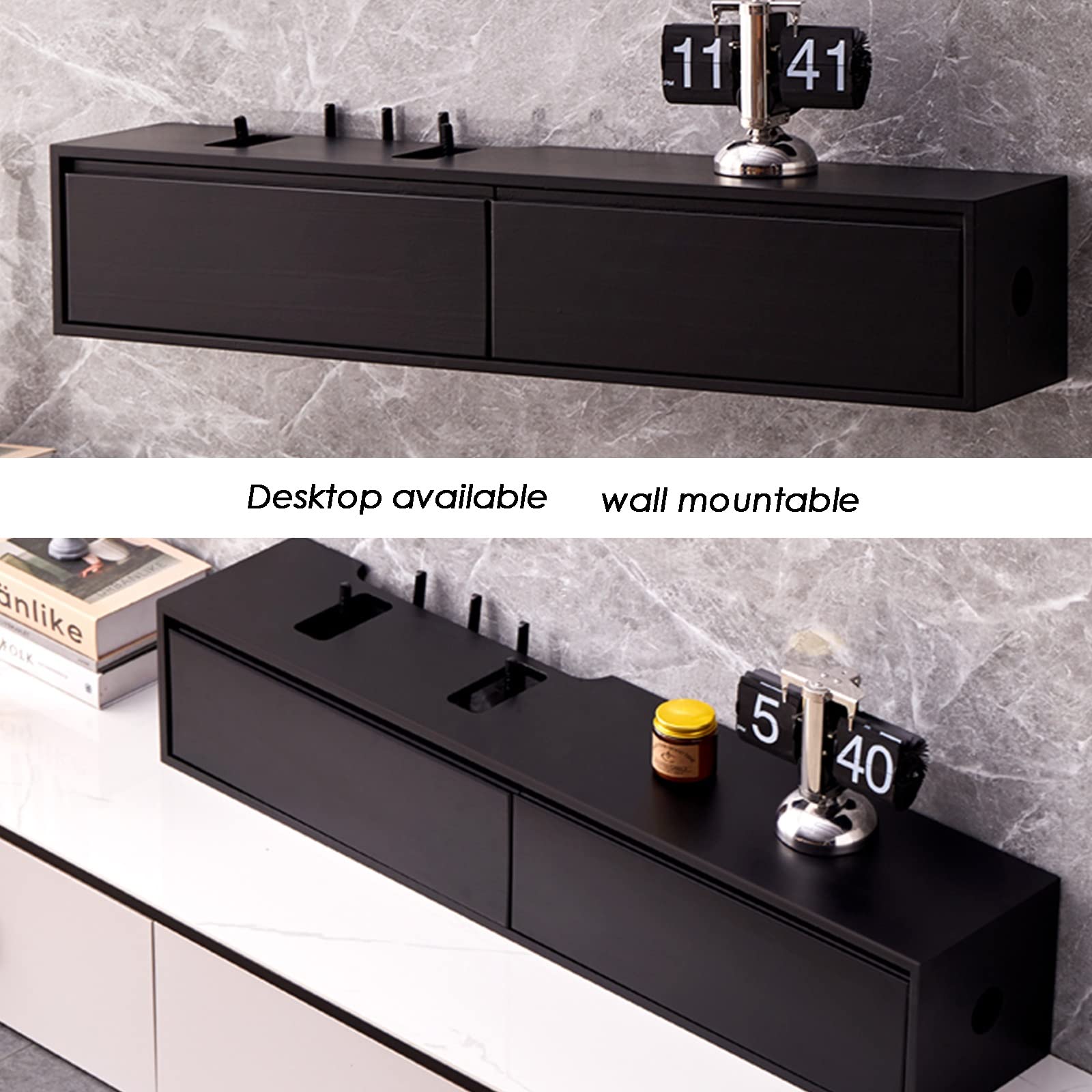 Soporte flotante para TV montado en la pared de 31.4/39.3 pulgadas, soporte para almacenamiento multimedia, montaje libre, estante decorativo de 80 cm