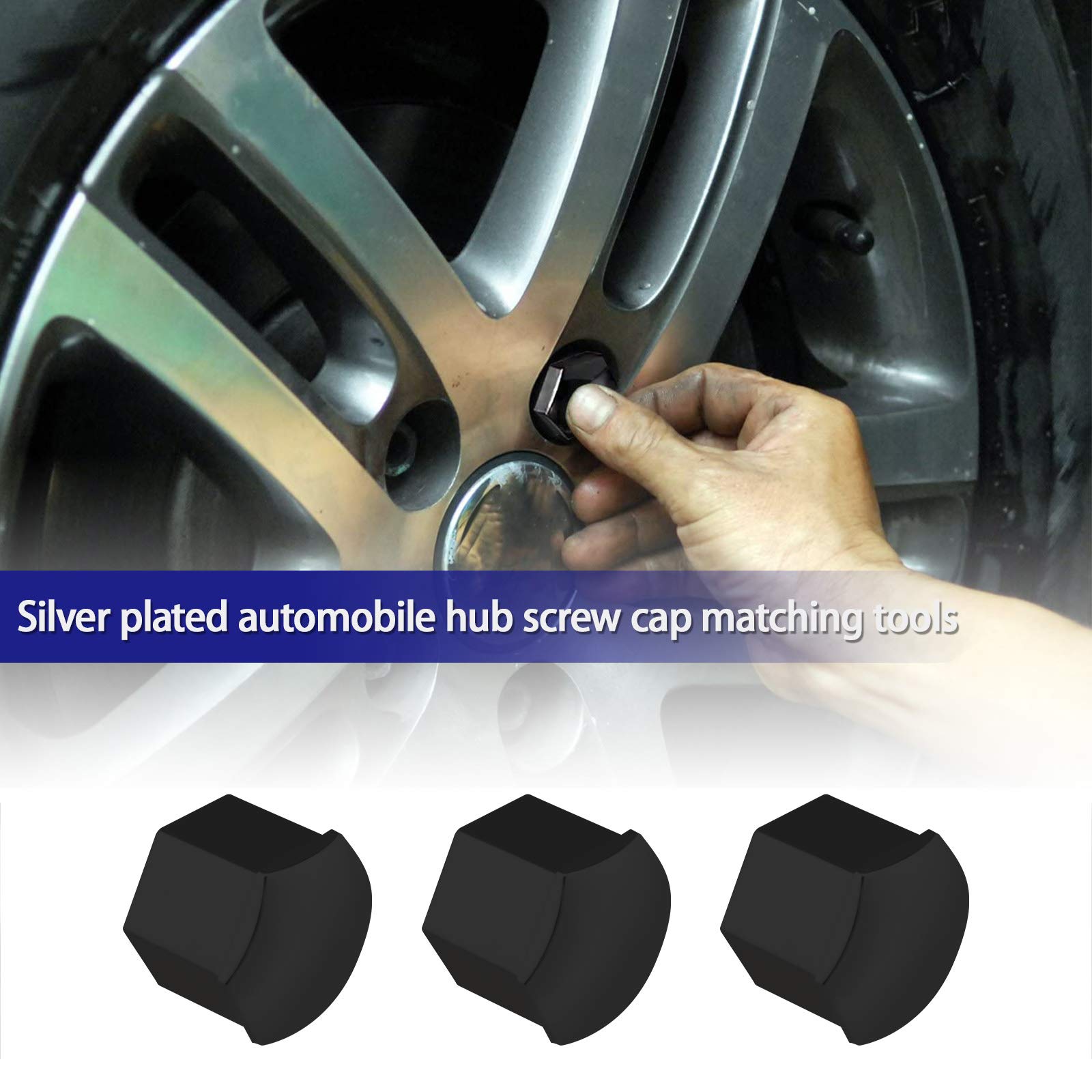 20 Pz Nero Dado Ruota Caps Bullone Mozzo Coperture 21mm Protezioni Esagonali con Strumento di Rimozione Compatibile con Range Rover Evoque Ducato
