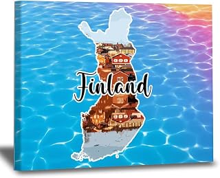 WoGuangis Finland National Symbolic Canvas Print Painting Finland National Flag Wall Art Finland Landscapes Cityscape Framed Canvas Prints Wall Art for Bedroom And Home Decor 16x20in