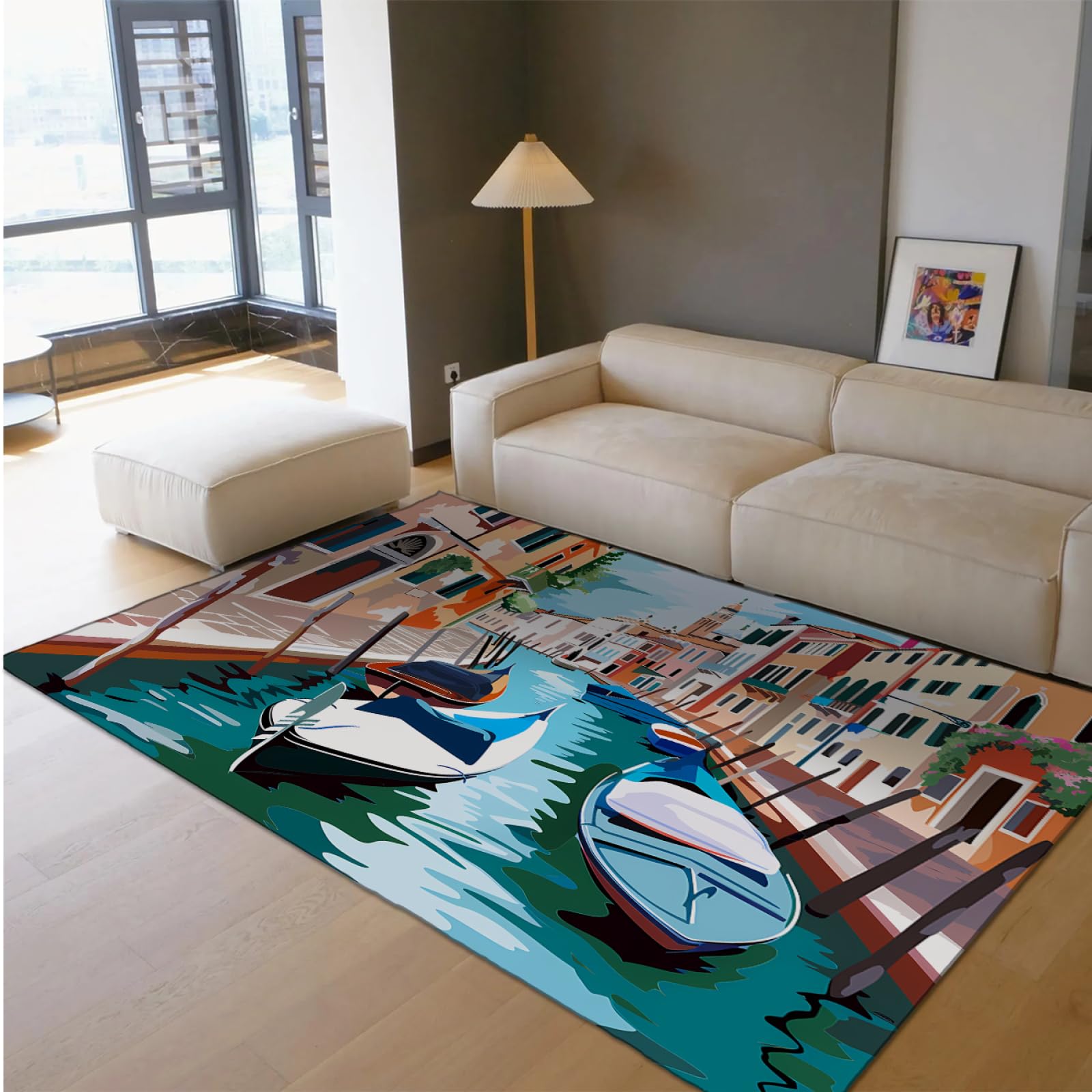 Tapis de chevet antidérapant architecture moderne pour chambre et entrée