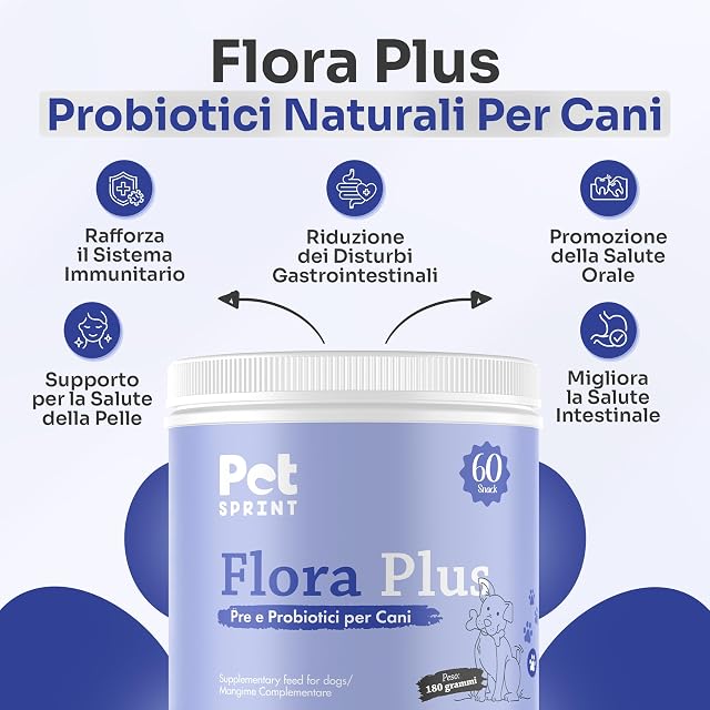 Foto 2 de 5 de Pet Sprint Flora Plus - Probióticos para perros, 180 g, 60 dosis, soporte digestivo