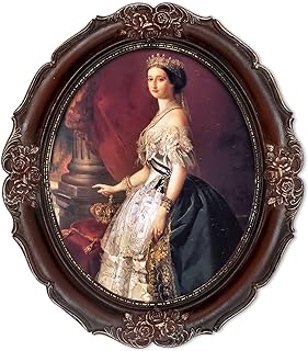 SIMON'S SHOP Vintage 8x10 Picture Frame, Oval Picture Frame 8x10, Antique Photo Frames in Mahogany with Gold Trim, Victorian Wall Decor