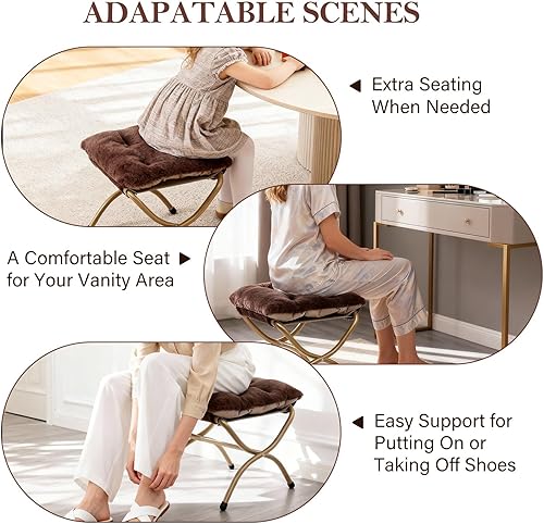 Miniatura 91 de Silla platillo, cómodas sillas de dormitorio, silla plegable de piel sintética de gran tamaño, silla plegable con marco de metal para sala de estar,