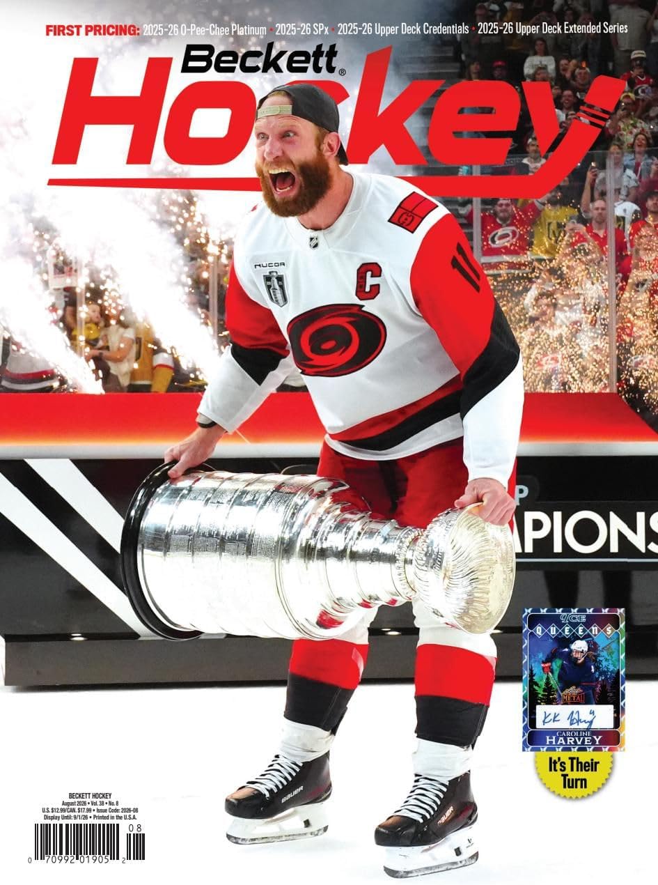 NEWEST GUIDE: Beckett Hockey Card Monthly Price Guide (released July 10, 2026 / J. Staal cover) PLEASE NOTE: Pricing starts at 2006/07 releases