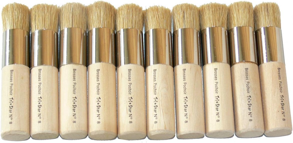 Tristar Wood Stencil Brushes Pack of 10 6 Wood