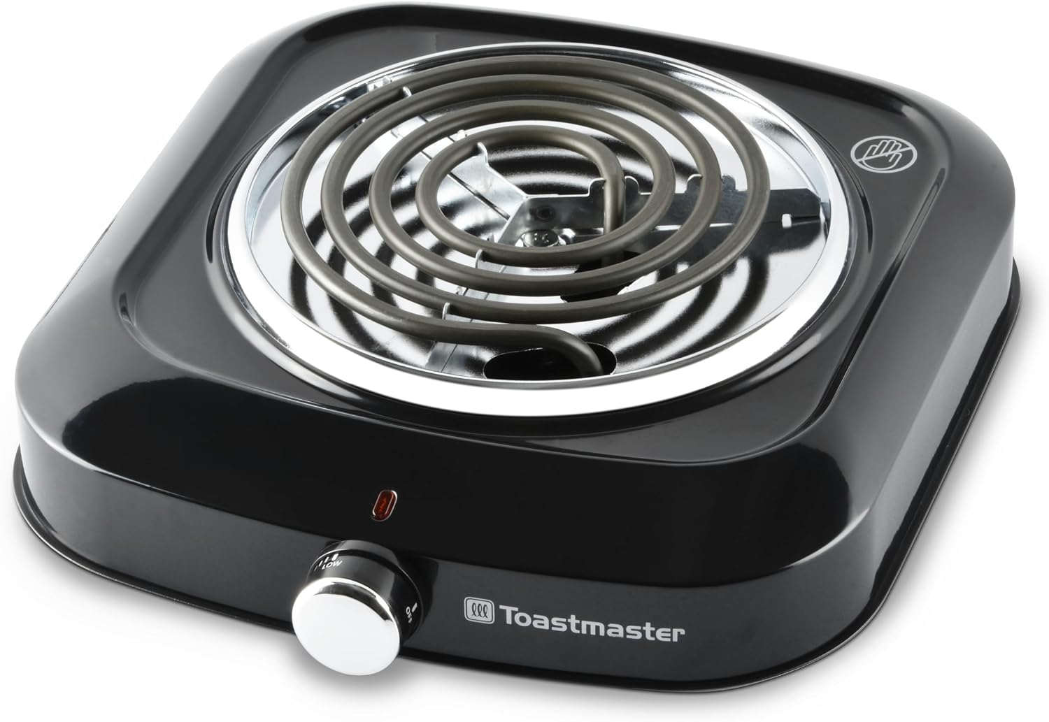 Toastmaster Single Burner with Coil Top & Chrome Knob - Single Tabletop Burner with Drip Shield & Non-Skid Feet - Electric Countertop Burner with Variable Heat Control