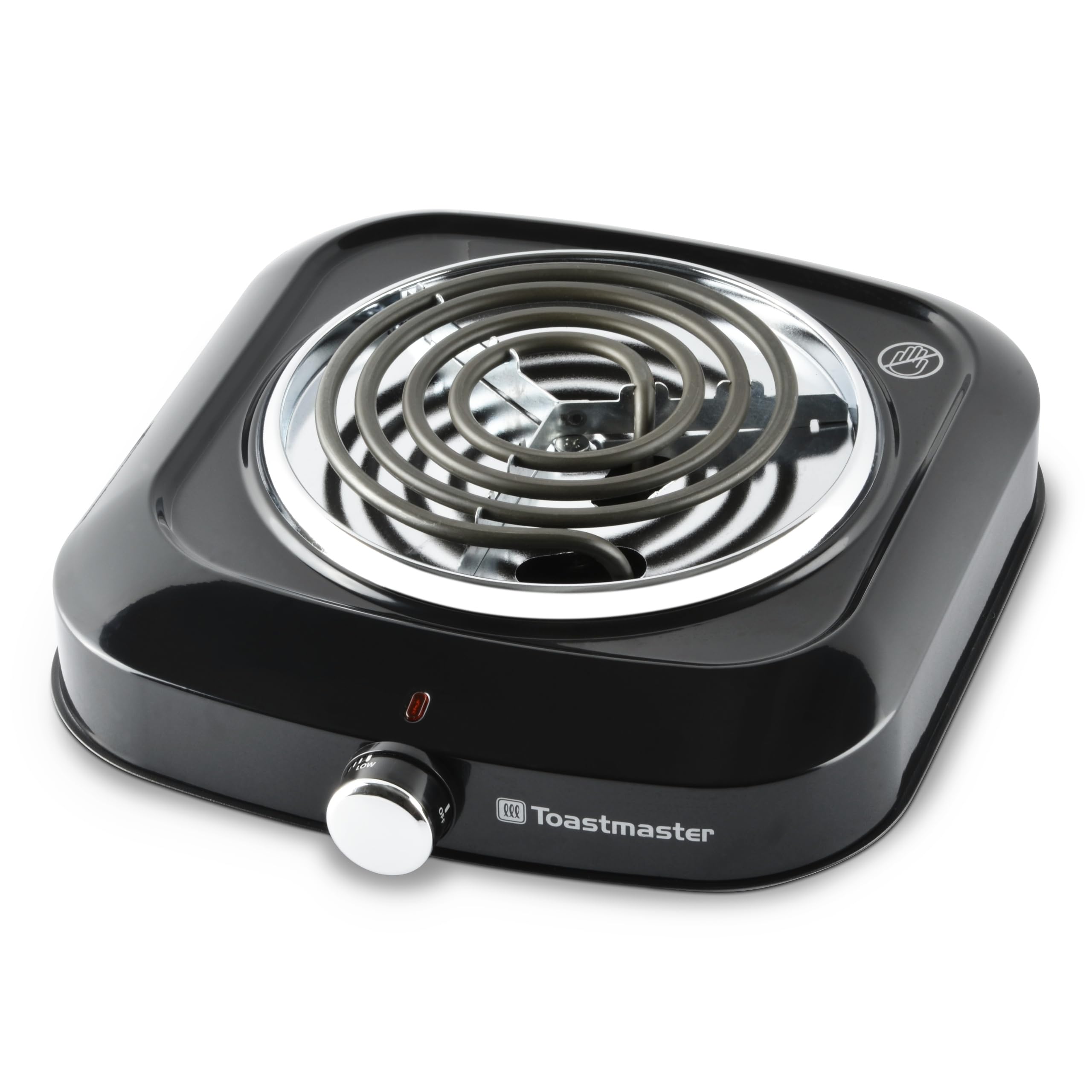 Toastmaster Single Burner with Coil Top & Chrome Knob - Single Tabletop Burner with Drip Shield & Non-Skid Feet - Electric Countertop Burner with Variable Heat Control