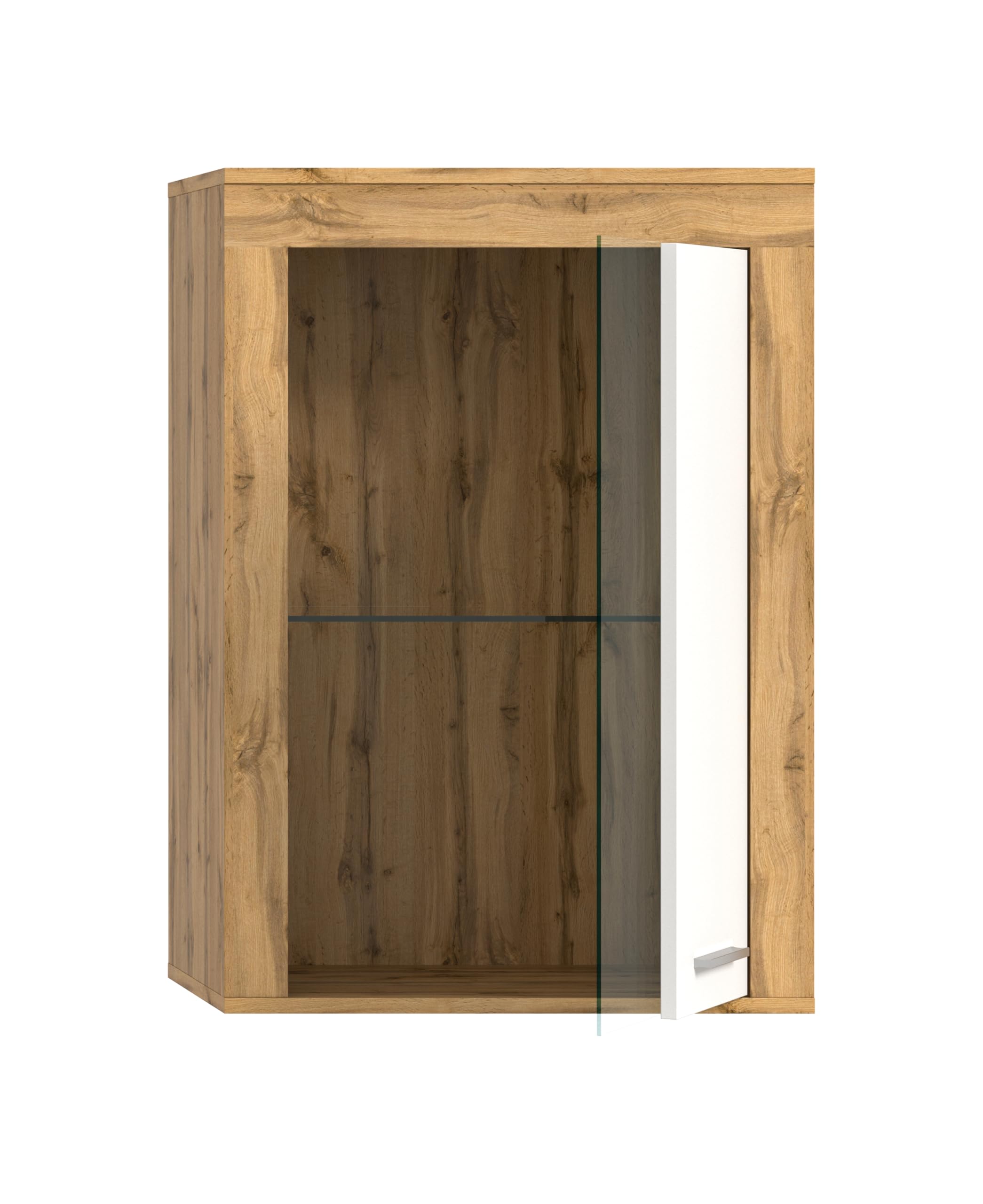 xonox.home Wohnen Jam X8BK6T40 - Vitrina de Cristal (melamina, melamina, Roble Wotan, 600 x 86 x 35 cm), Color Blanco