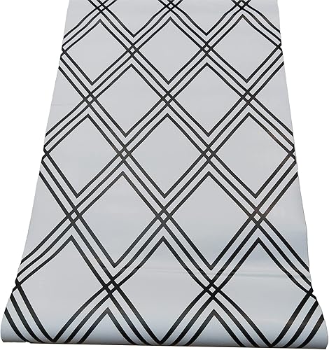 Miniatura 5 de JLHOUSE Papel tapiz de papel tapiz geométrico de 17.7 x 118 pulgadas, papel tapiz de rayas blancas y negras, autoadhesivo, reutilizable,