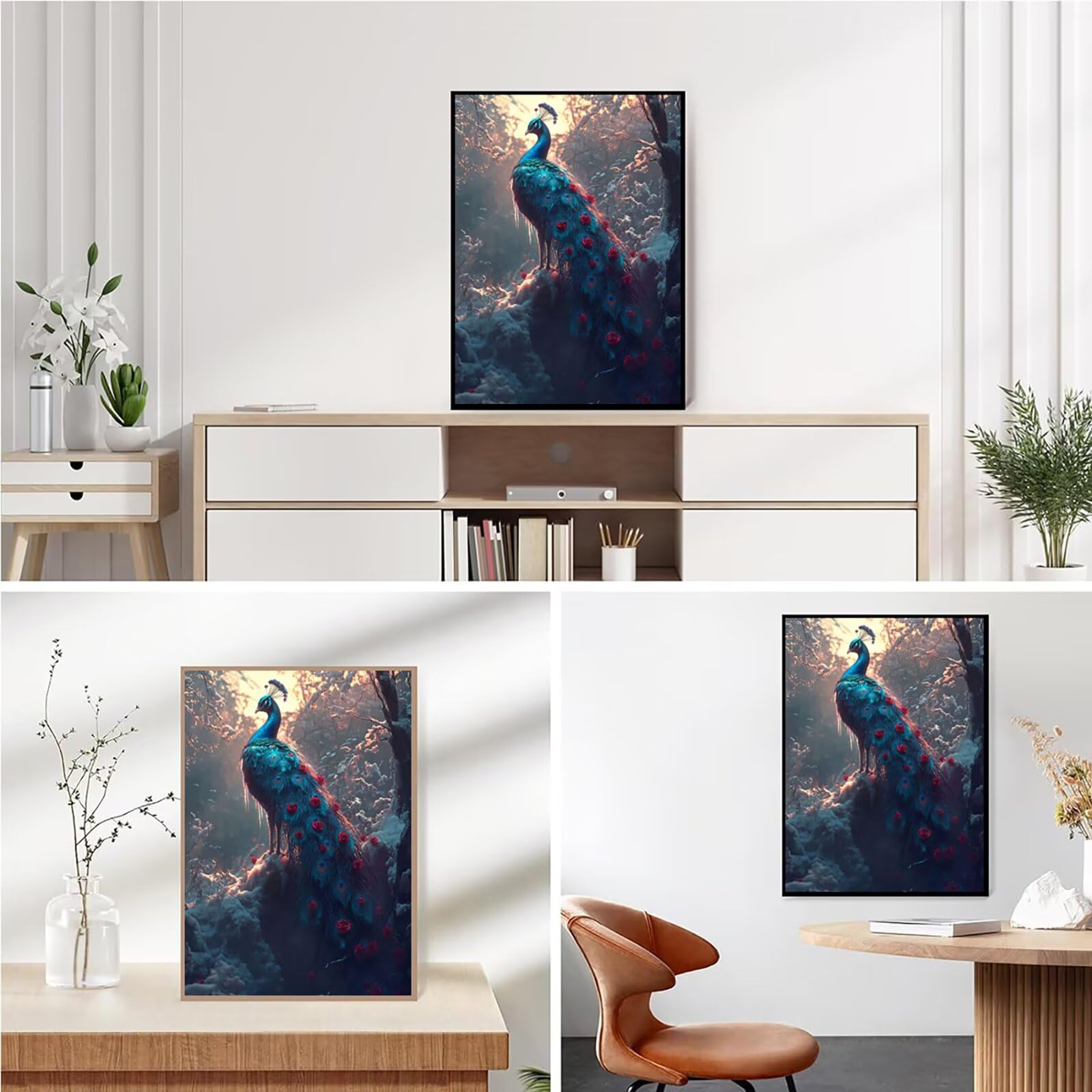 Diamond Painting Kit Completo, Diamond Painting Pavone, 5D Quadrato Pittura Diamante Kit Manualidades Adultos DIY Diamantini Crystal Art Disegni Ricamo Punto Croce Artigianale, 60x90cm Foresta j0-714