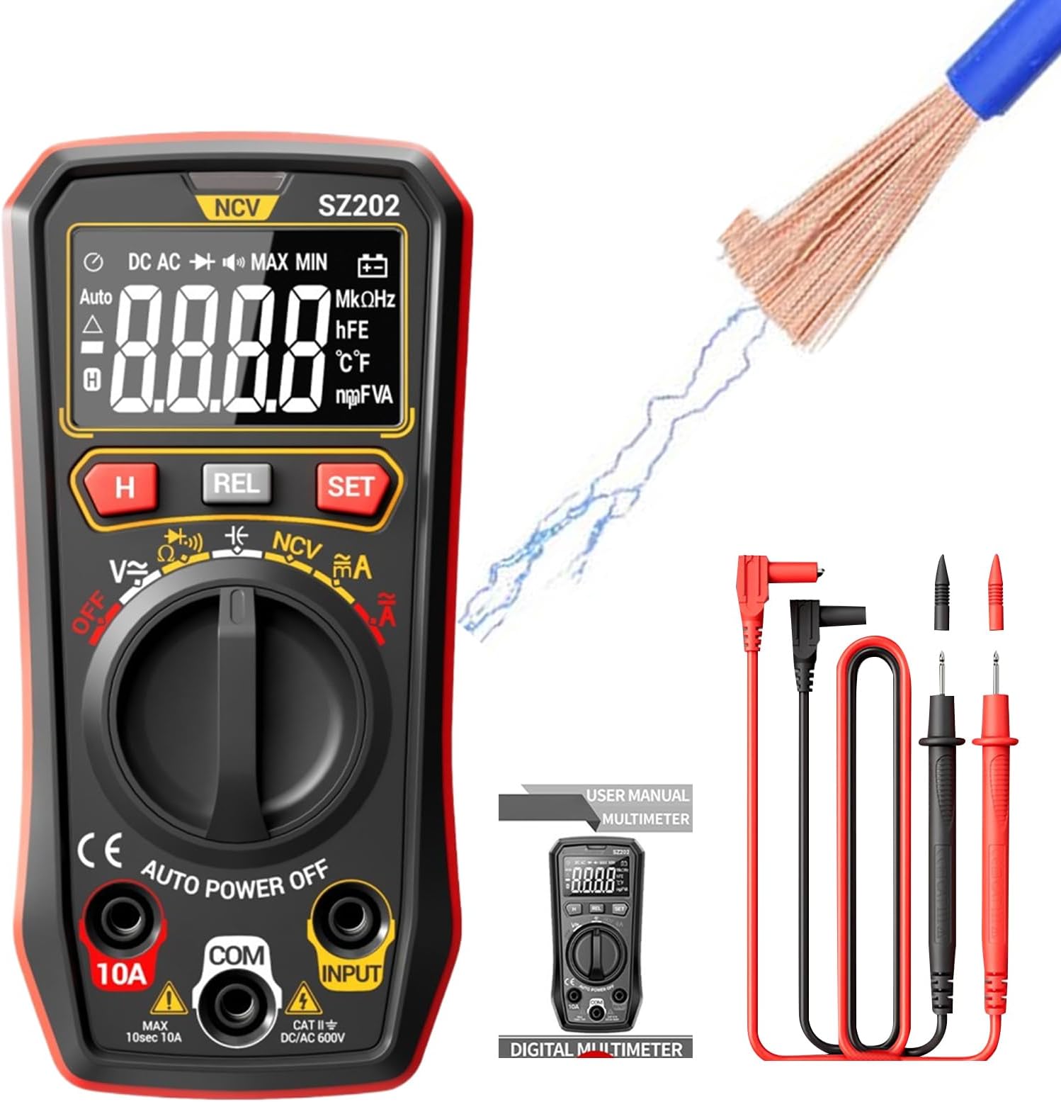 Electrical Multimeter | Accurate 4000 Counts Auto Shut-Off Test | Residential Electrical Multimeter Voltage Tester - for Current Resistance Capacitance Construction Equipment