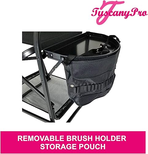 Miniatura 7 de Silla portátil con mini anillo de luz LED, perfecta para maquillaje, estilista, salón de belleza con altura de asiento de 25 pulgadas, bolsa de