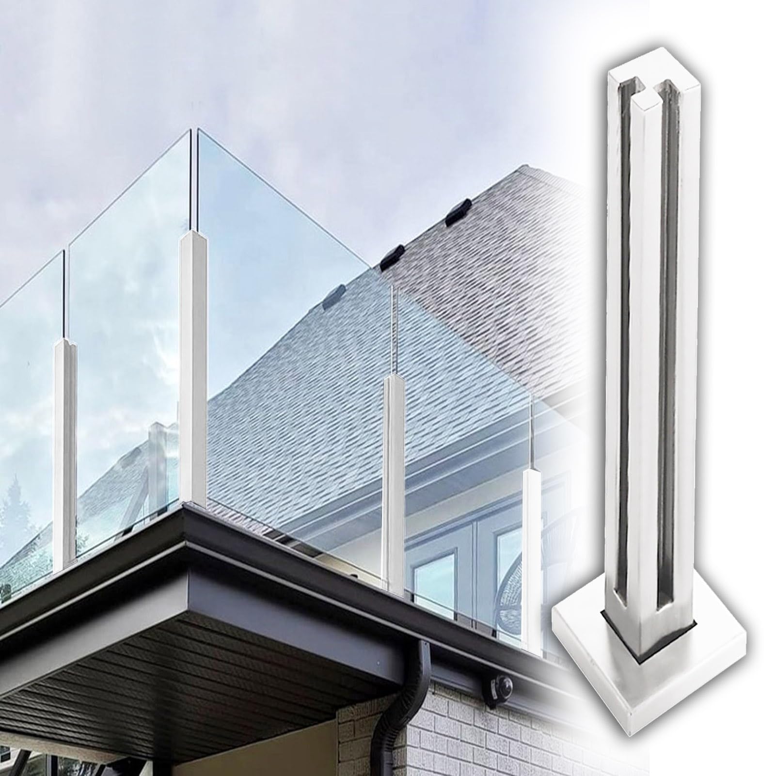 Système de balustrade en verre et acier inoxydable intérieur et extérieur