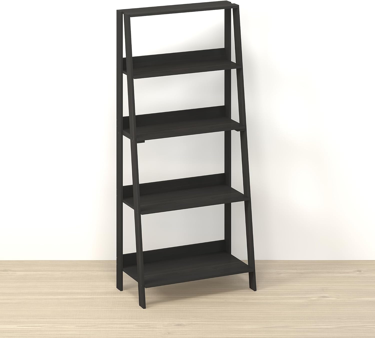 Narita Ladder Shelf, 5-Tier Bookshelf, Freestanding Bookcase Storage Rack Organizer, for Home Office, Living Room, Bathroom, Ebony