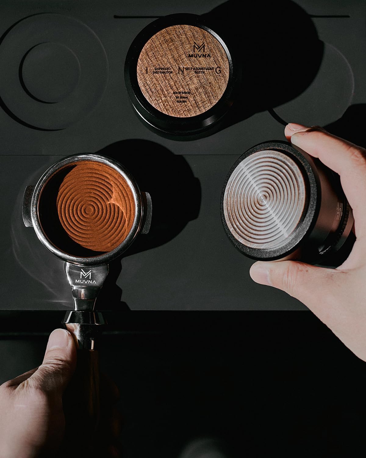 54mm Bottomless Portafilter - Compatible with Breville & Sage Barista Express/Pro/Touch, 3 Ears Naked Handle with 16g Double-layer Basket, SUS304 Stainless Steel, Wood Grain Pattern