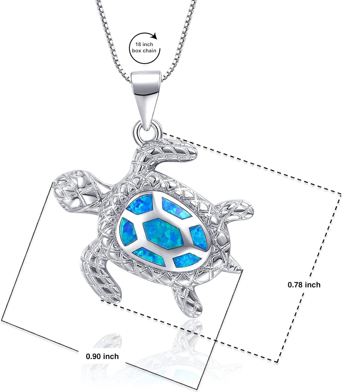 Blue Opal Sea Turtle Necklace Sterling Silver Necklace Fine Jewelry For Women Gifts - Image 4