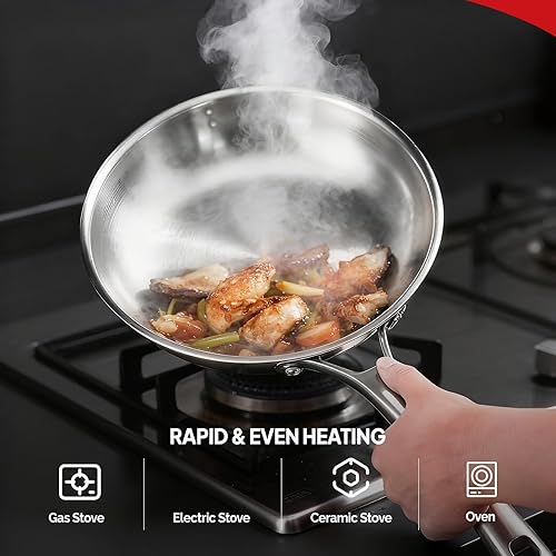 Miniatura 4 de ROVSUN - Juego de ollas y sartenes de acero inoxidable de 10 piezas, juego de ollas y sartenes de tres capas, juego de cocina no tóxico, libre de