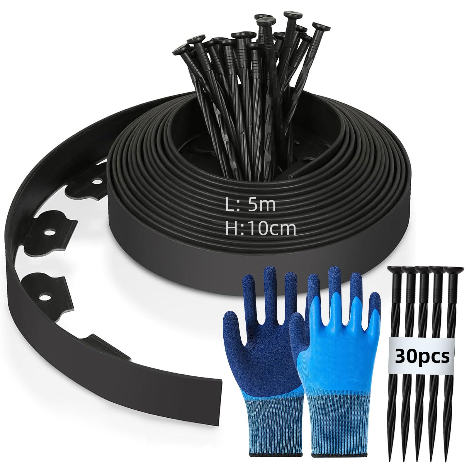 Bordo Per Prato Nero 10m – Bordure Flessibili In PVC Con Picchetti Per Aiuole E Giardino | Facile Da Installare - 2