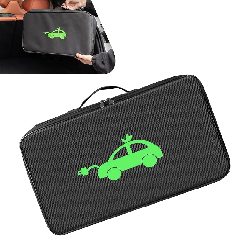 Car Tools Cable Bag, Waterproof Electric Vehicle Charging Cable Organizer Bag, Portable EV Charging Cable Bags, Storage & Organizer for Jumper Cables, Universal for Cars Trucks (Rectangle)